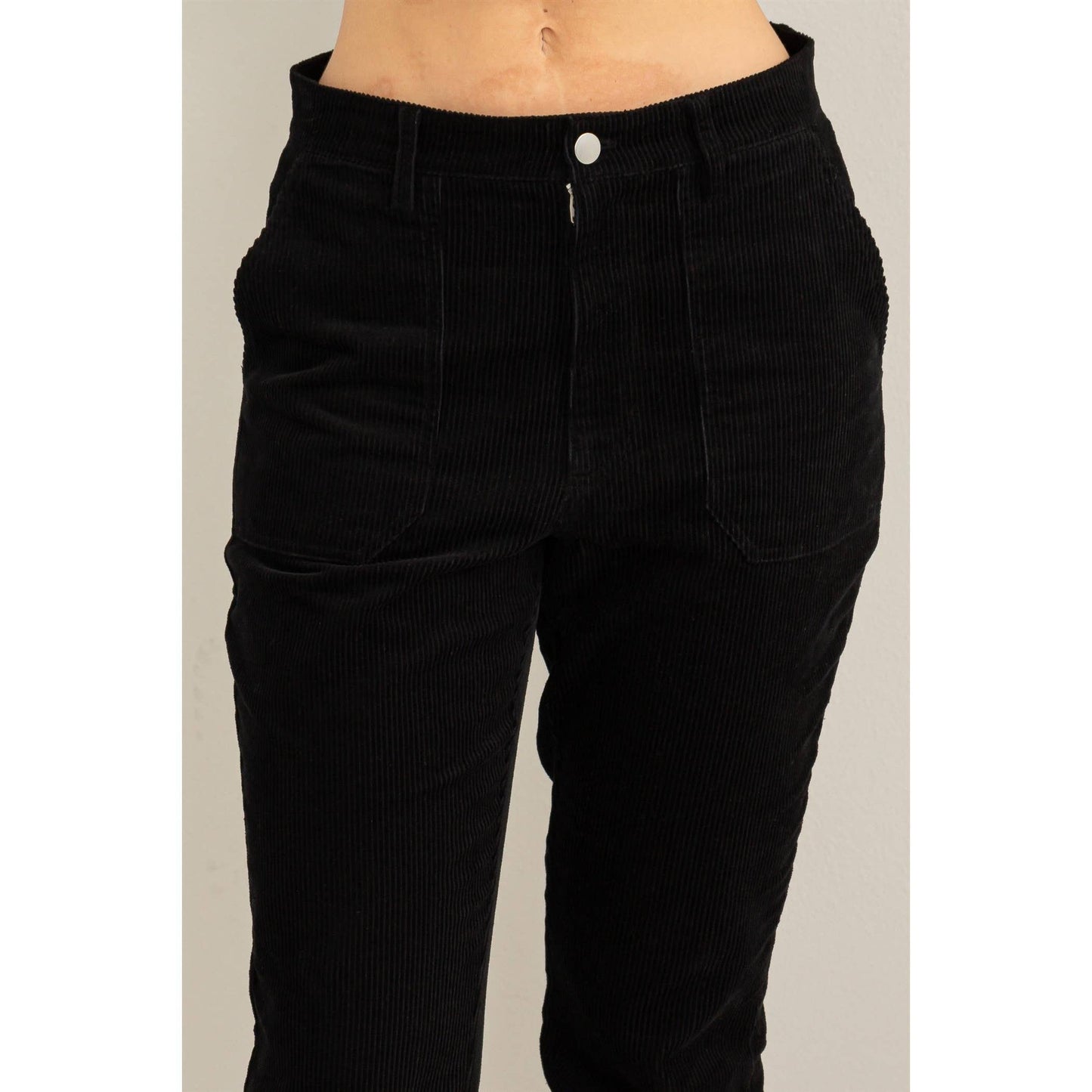 Corduroy Flare Pants - BLACK