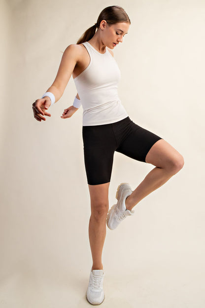 The Frankie Racer Back Tank Top - White Pearl