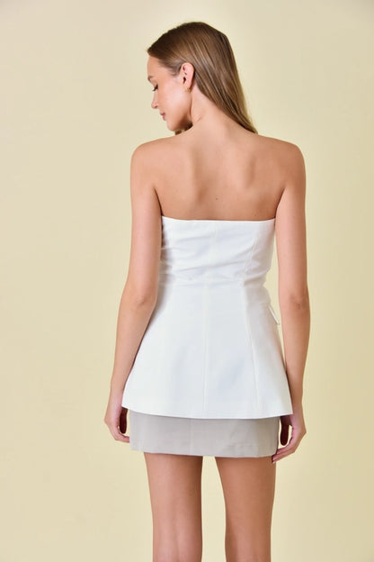 The Valerie White Blazer Top