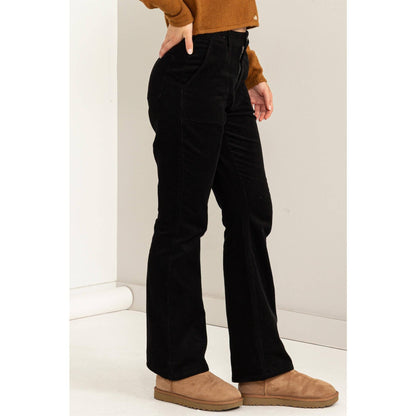 Corduroy Flare Pants - BLACK