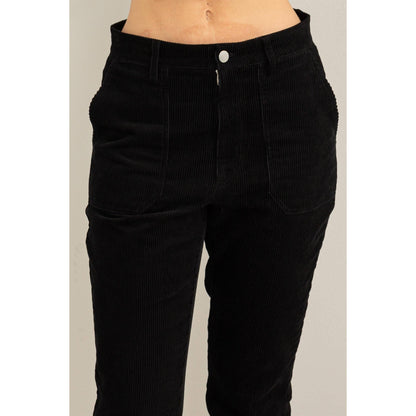 Corduroy Flare Pants - BLACK