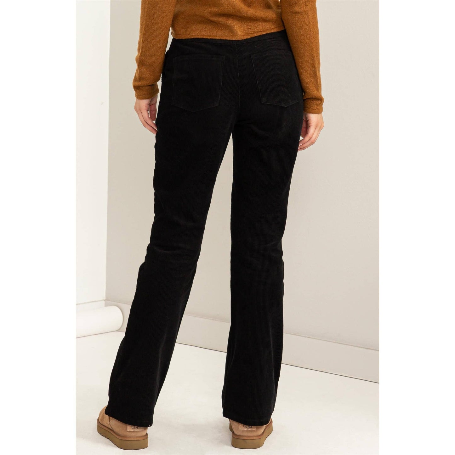 Corduroy Flare Pants - BLACK